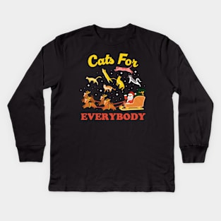 Cats For Everybody - meowy christmas vintage Kids Long Sleeve T-Shirt